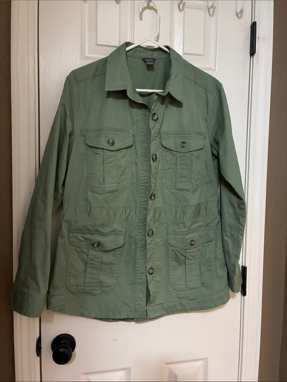 Eddie Bauer Olive Green Button-Front Field Jacket